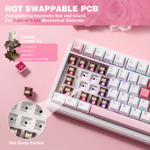 YUNZII B75 Pro White Heart Wireless Mechanical Keyboard