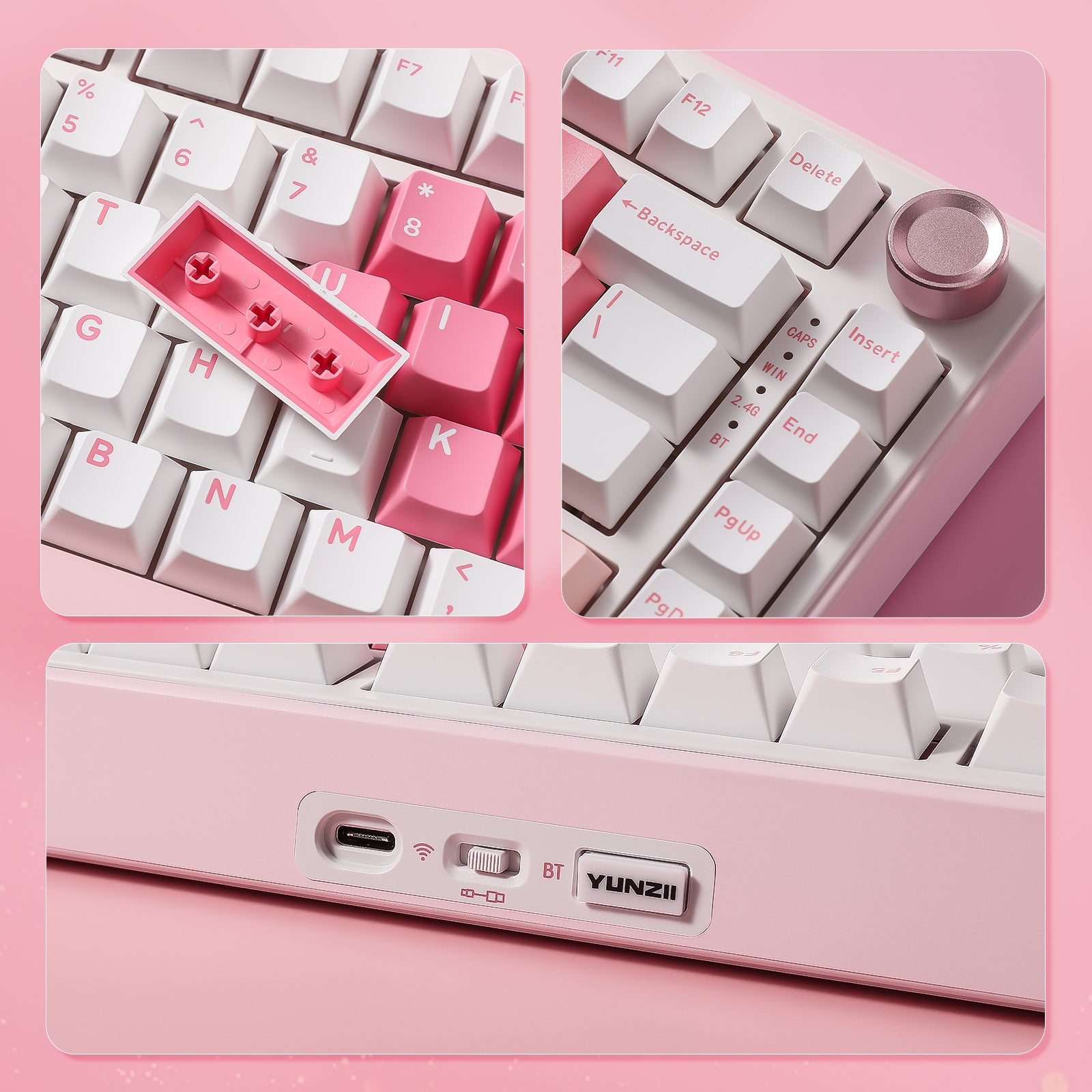 YUNZII B75 Pro White Heart Wireless Mechanical Keyboard keyboard image