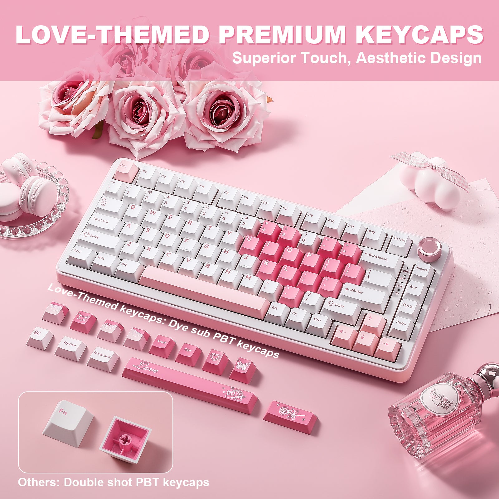 YUNZII B75 Pro White Heart Wireless Mechanical Keyboard keyboard image