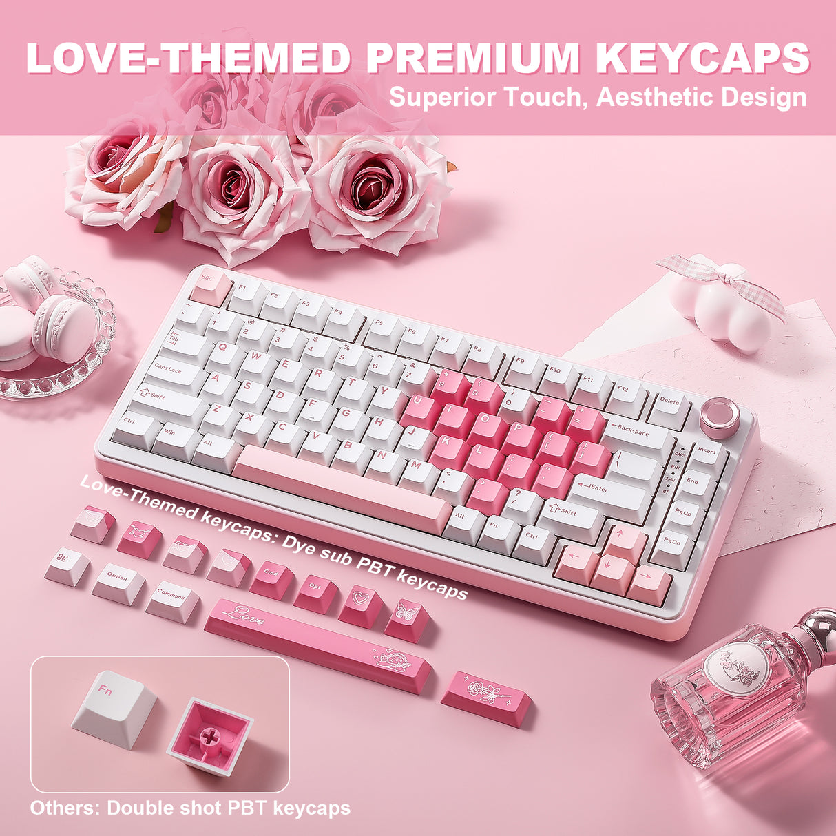 YUNZII B75 Pro White Heart Wireless Mechanical Keyboard