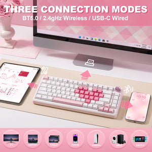 YUNZII B75 Pro White Heart Wireless Mechanical Keyboard