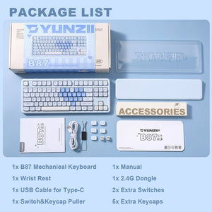 YUNZII B87 Blue Heart QMK/VIA Custom Mechanical Keyboard