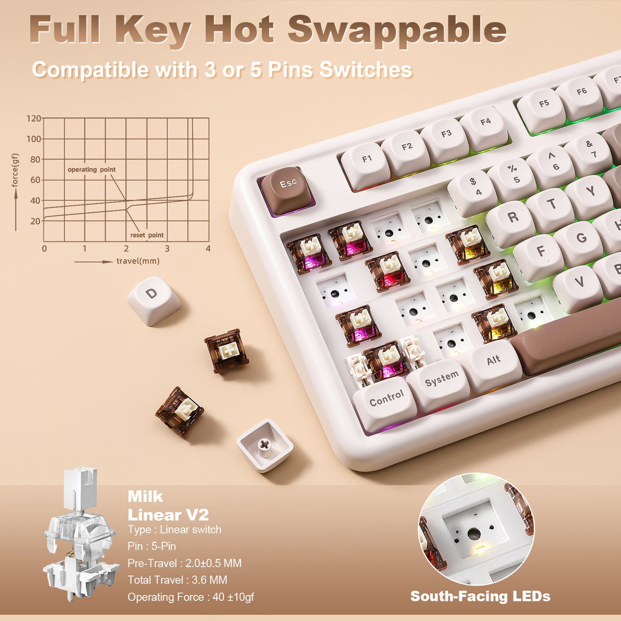 YUNZII B87 Brown Heart QMK/VIA Custom Mechanical Keyboard