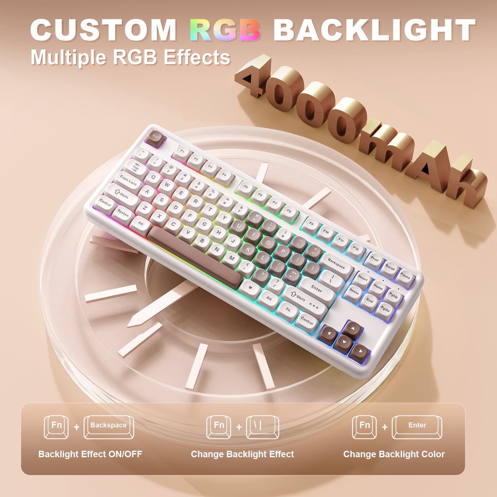 YUNZII B87 Brown Heart QMK/VIA Custom Mechanical Keyboard keyboard image