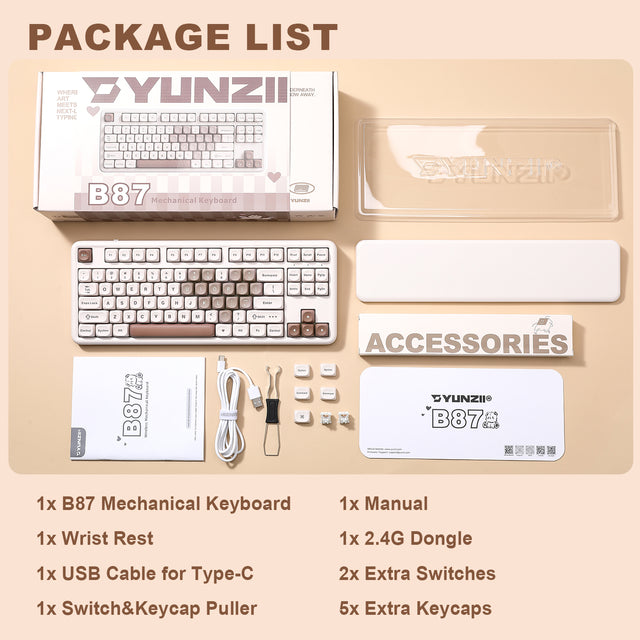 YUNZII B87 Brown Heart QMK/VIA Custom Mechanical Keyboard – YUNZII KEYBOARD