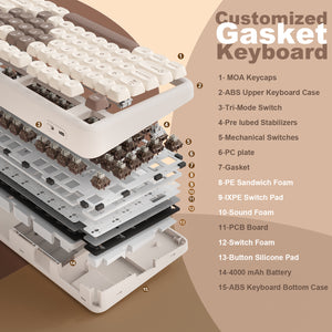 YUNZII B87 Brown Heart QMK/VIA Custom Mechanical Keyboard