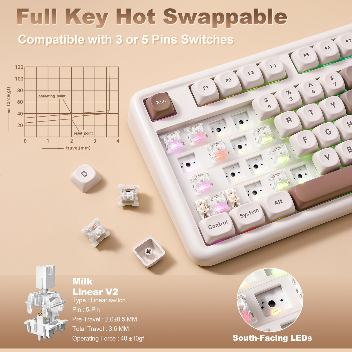 YUNZII B87 Brown Heart QMK/VIA Custom Mechanical Keyboard