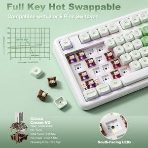 YUNZII B87 Matcha Heart QMK/VIA Custom Mechanical Keyboard