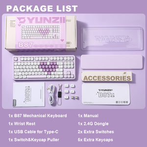 YUNZII B87 Purple Heart QMK/VIA Custom Mechanical Keyboard