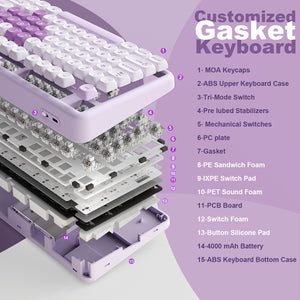 YUNZII B87 Purple Heart QMK/VIA Custom Mechanical Keyboard