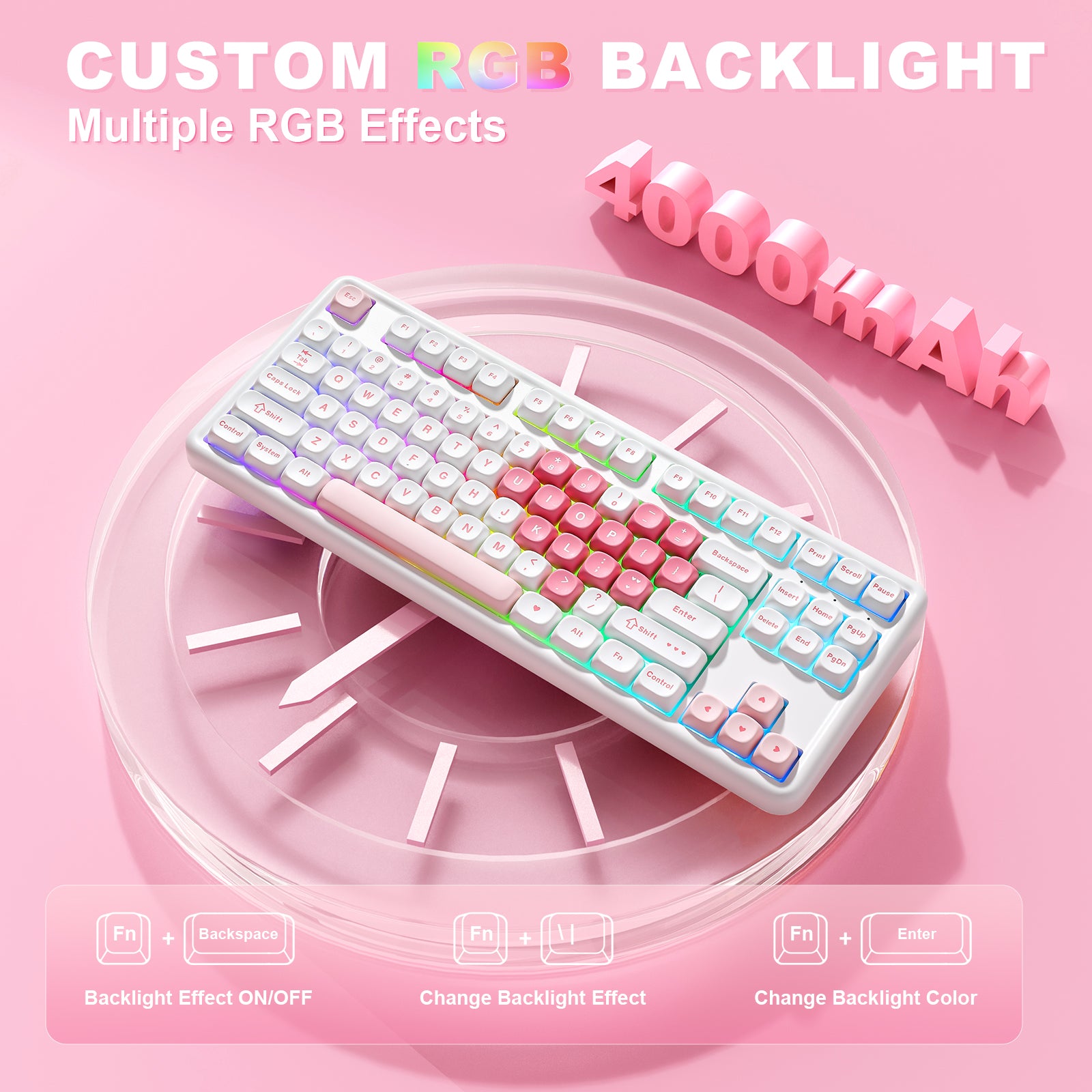 YUNZII B87 White Heart QMK/VIA Custom Mechanical Keyboard keyboard image
