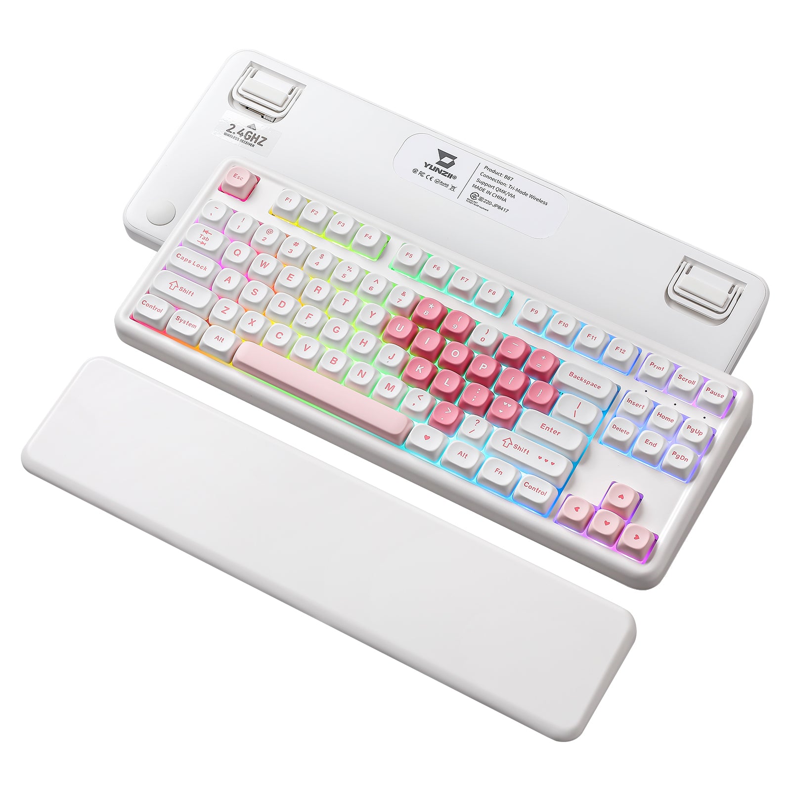 YUNZII B87 White Heart QMK/VIA Custom Mechanical Keyboard – YUNZII