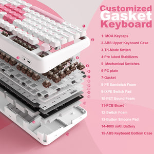 YUNZII B87 White Heart QMK/VIA Custom Mechanical Keyboard
