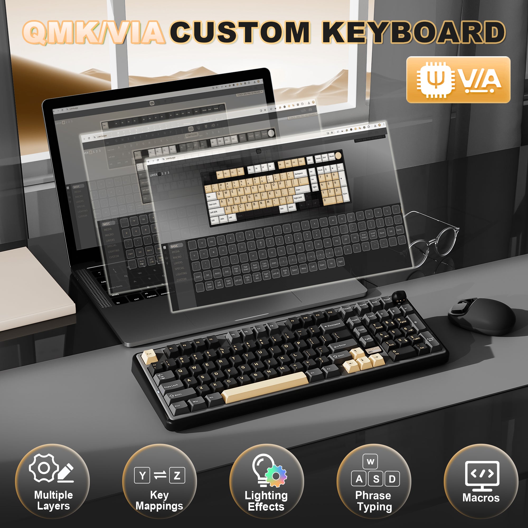 YUNZII B98 PRO QMK/VIA Wireless Mechanical Keyboard keyboard image