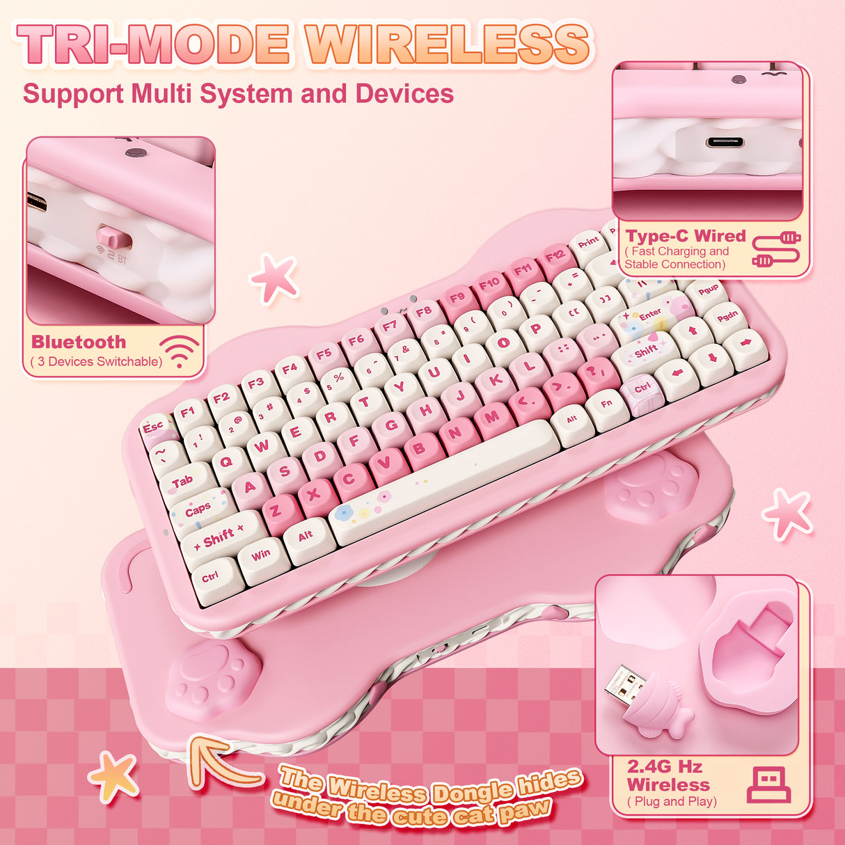YUNZII C75 Cake Meow Wireless Mechanical Keyboard