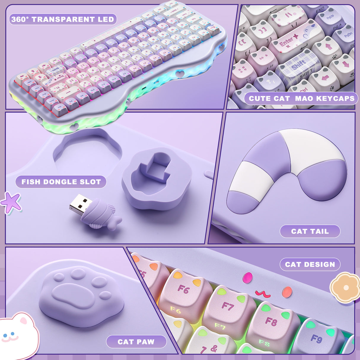 YUNZII C75 MAO Cake Kitten Wireless Mechanical Keyboard