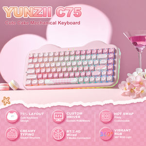 YUNZII C75 MAO Cake Kitten Wireless Mechanical Keyboard