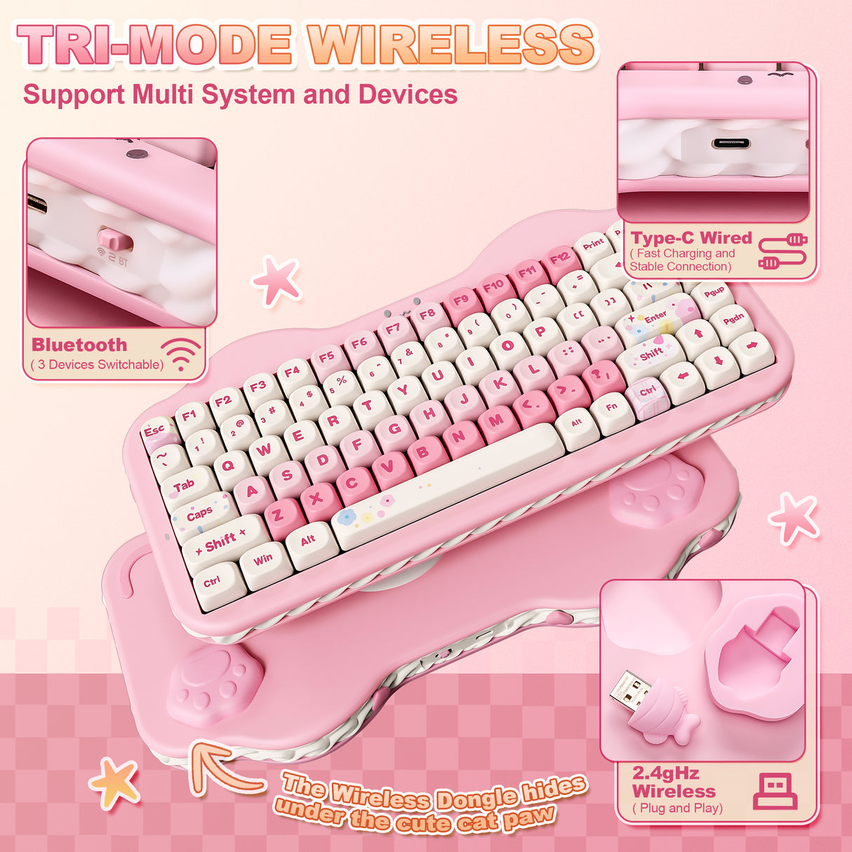 YUNZII C75 Cake Meow Wireless Mechanical Keyboard