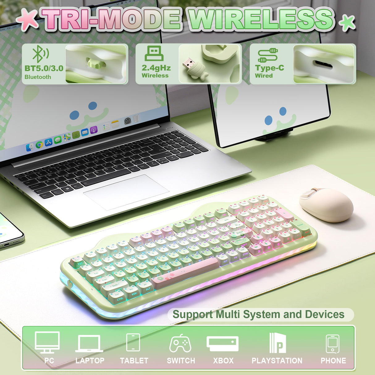 PRE-ORDER YUNZII C98 MAO Cake Kitten Wireless Mechanical Keyboard