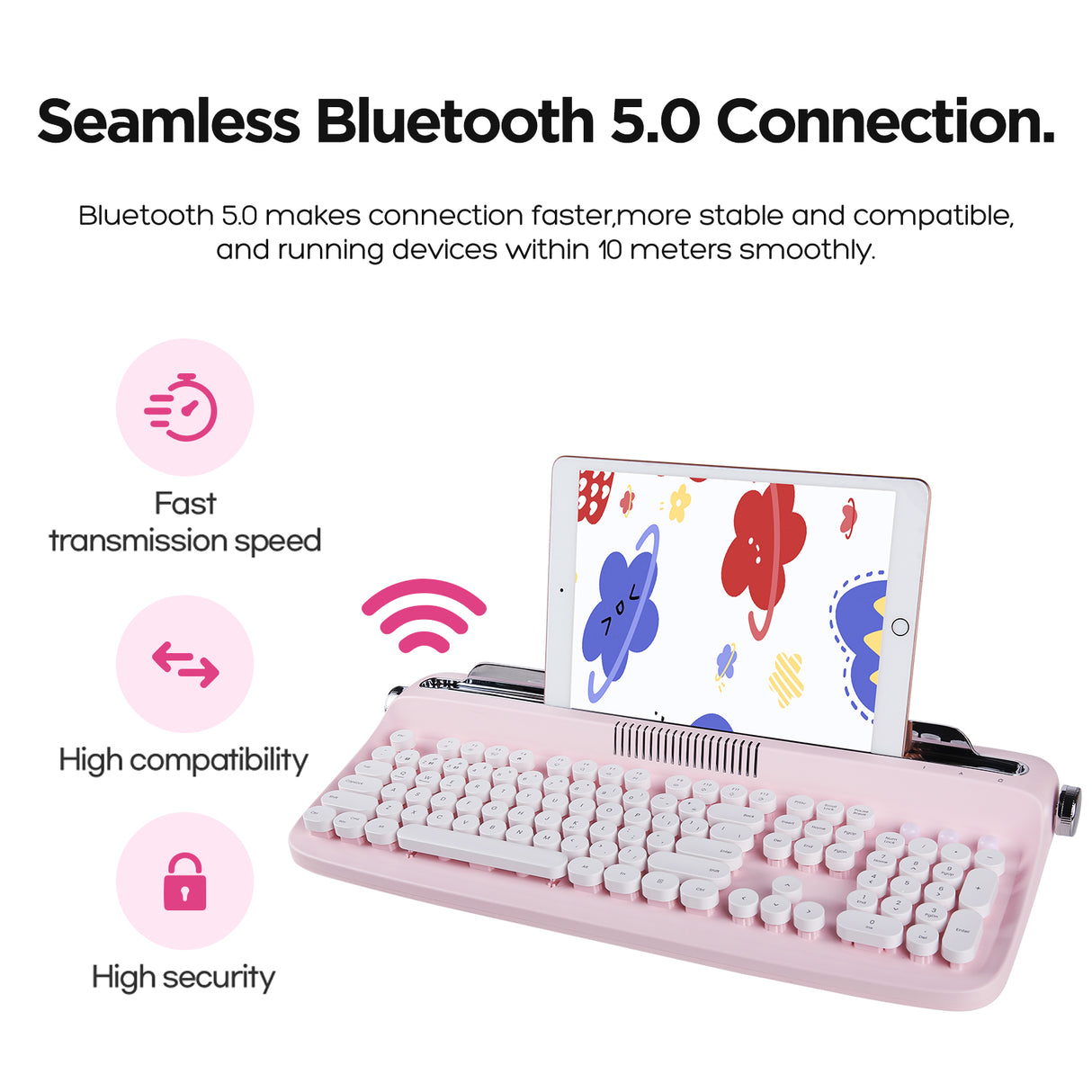 YUNZII ACTTO B503 Wireless Keyboard - Baby Pink