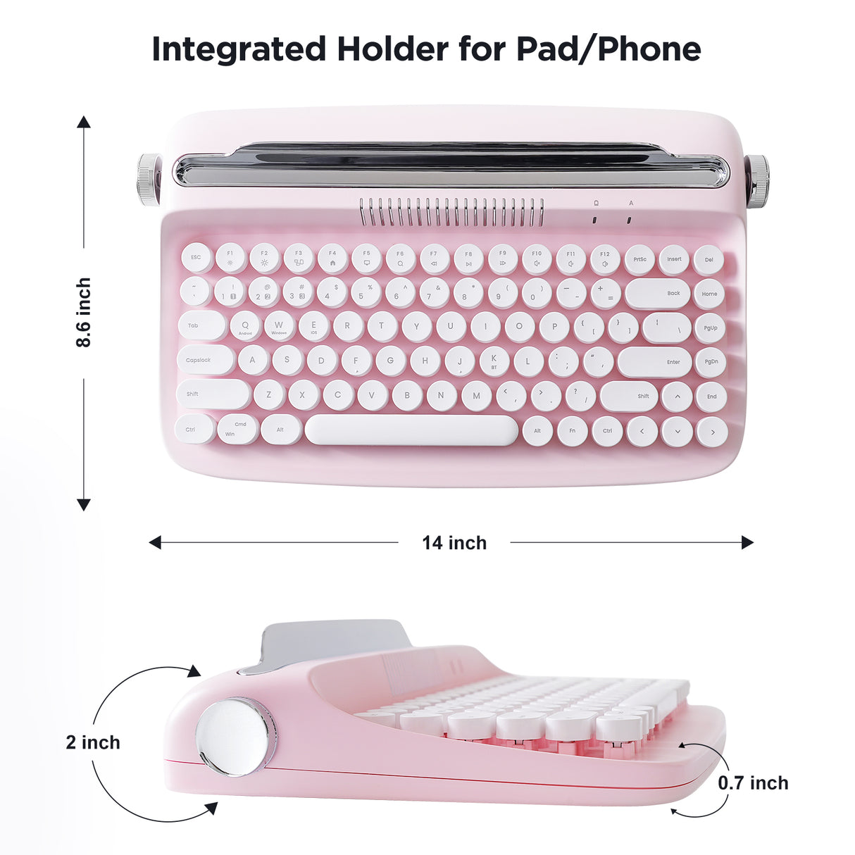 YUNZII ACTTO B303 Wireless Keyboard - Baby Pink