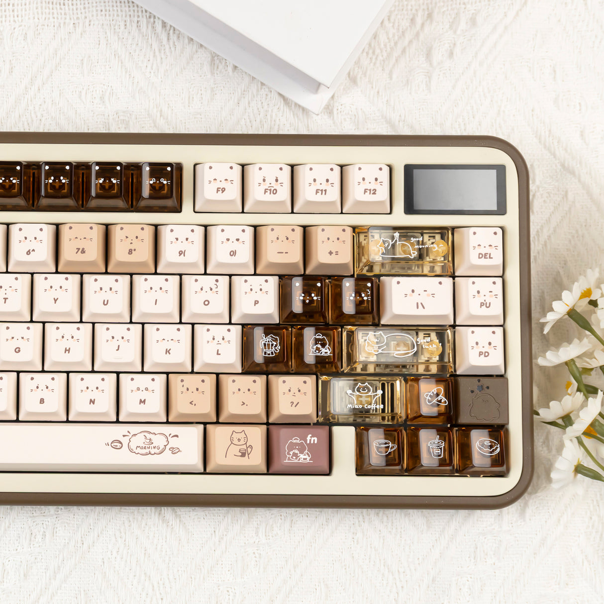 YUNZII Jelly Coffee Kitten Cherry Profile Keycap Set