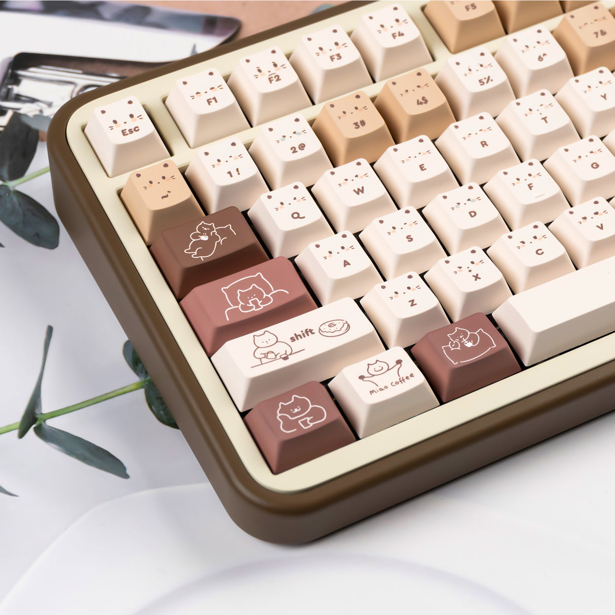 YUNZII Jelly Coffee Kitten Cherry Profile Keycap Set