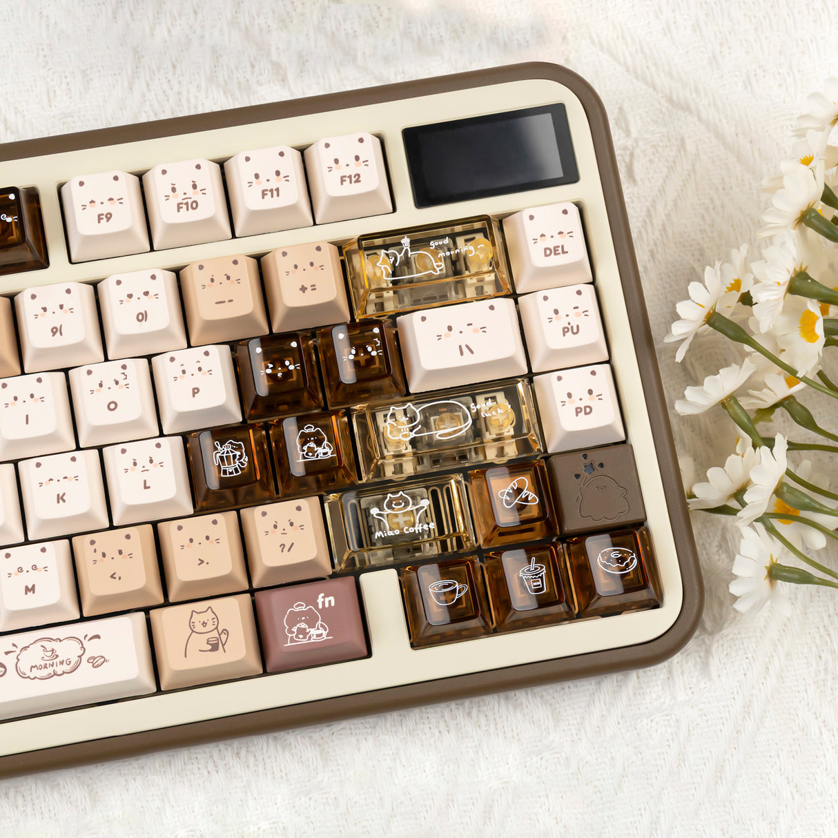 YUNZII Jelly Coffee Kitten Cherry Profile Keycap Set