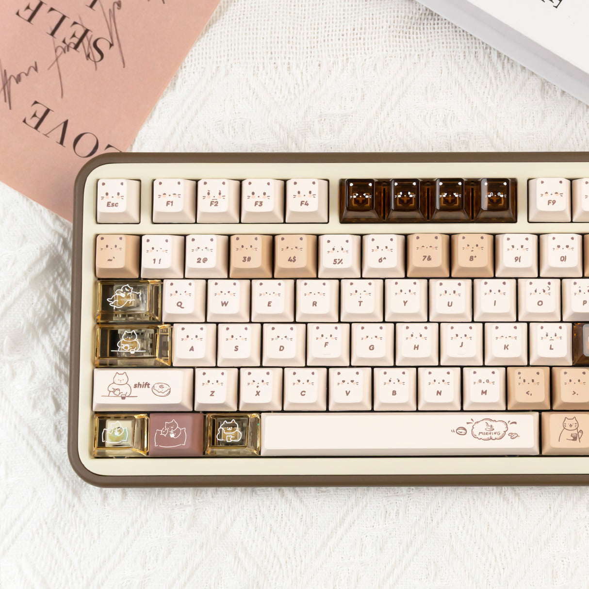 YUNZII Jelly Coffee Kitten Cherry Profile Keycap Set
