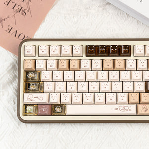YUNZII Jelly Coffee Kitten Cherry Profile Keycap Set