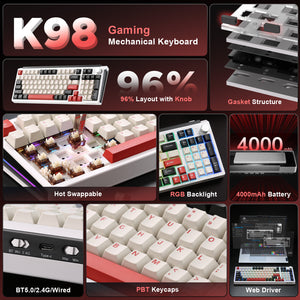 MIKIBY K98 Full-Size Wireless Mechanical Keyboard