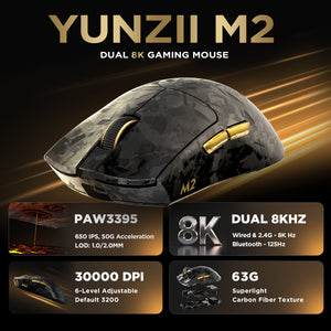 YUNZII M2 Dual 8K Custom Wireless Gaming Mouse