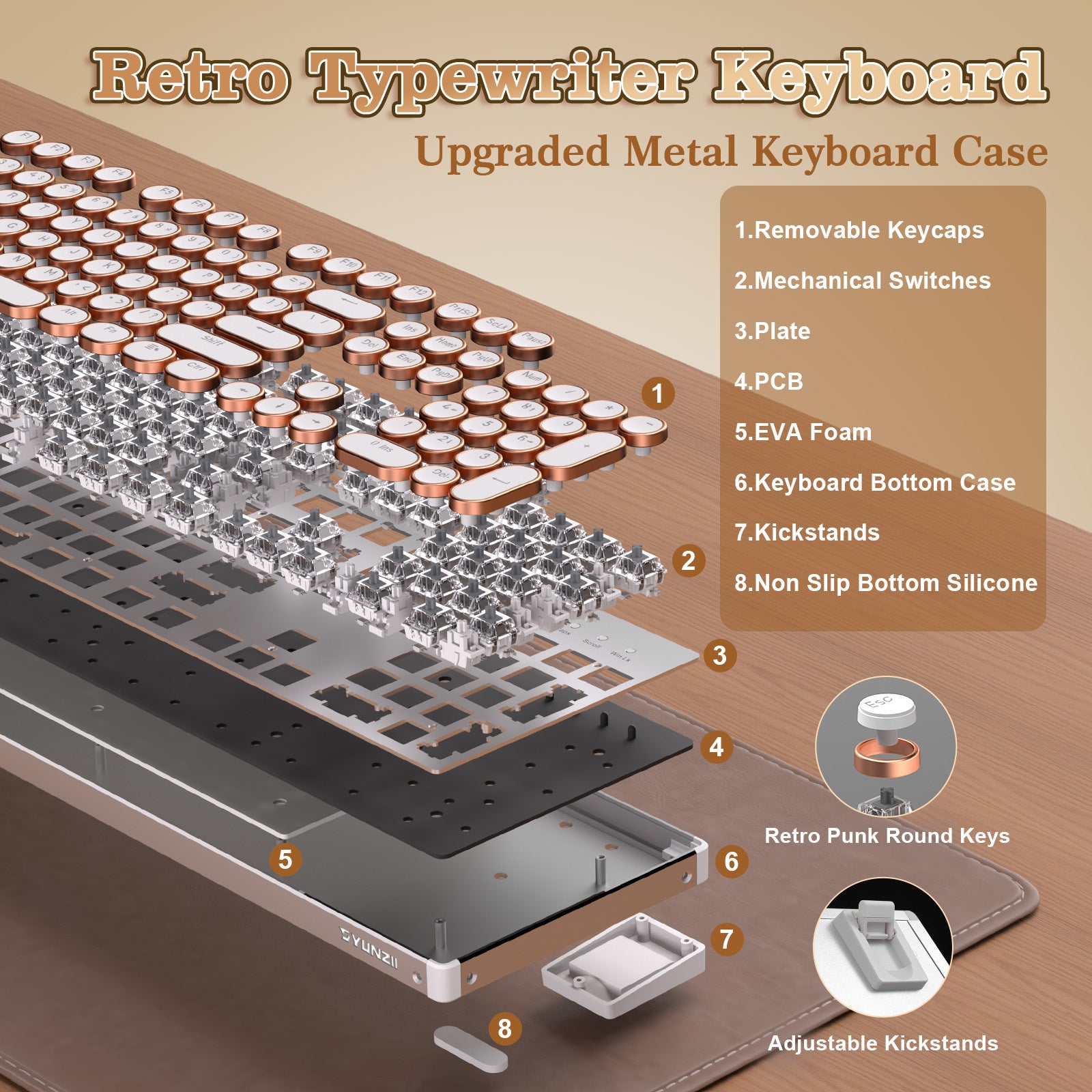 yuniyuto08 オーダーメイドPC YUNZII QL108 Full-Size Wired Typewriter Style Custom Mechanical