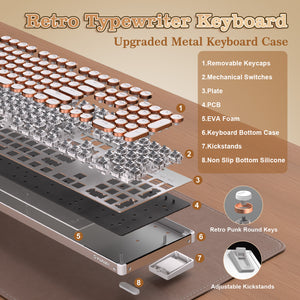YUNZII QL108 Full-Size Wired Typewriter Style Custom Mechanical Keyboard