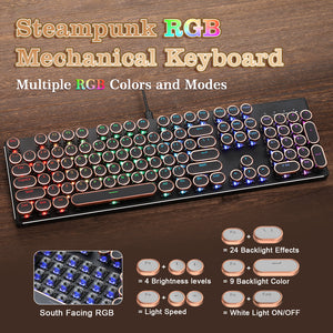 YUNZII QL108 Full-Size Wired Typewriter Style Custom Mechanical Keyboard