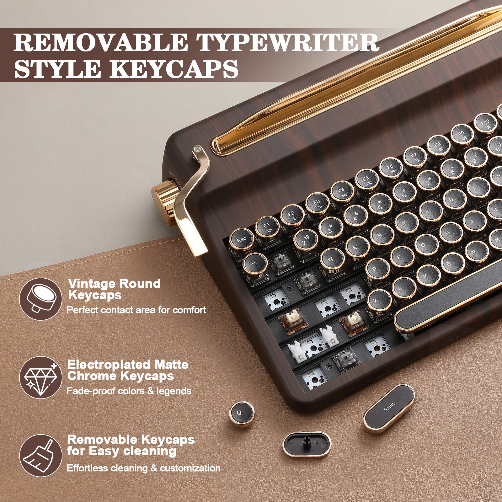 YUNZII QL75 Vintage Retro Typewriter QMK/VIA Mechanical