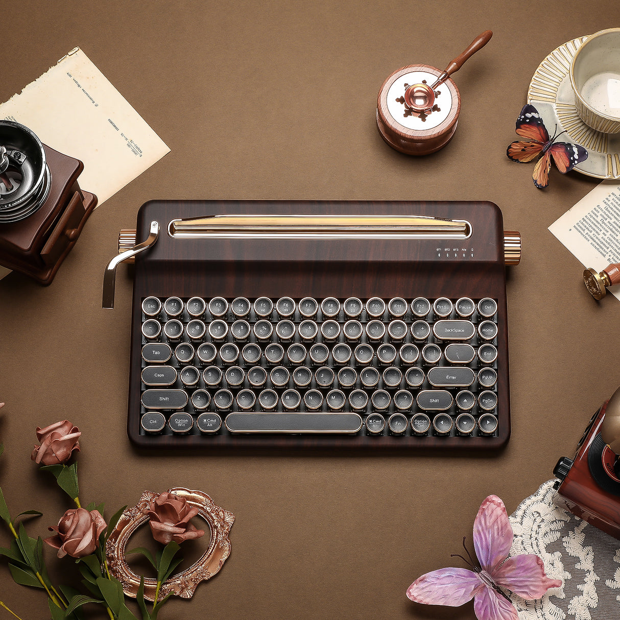 PRE-ORDER YUNZII QL75 Vintage Retro Typewriter QMK/VIA Mechanical Keyboard