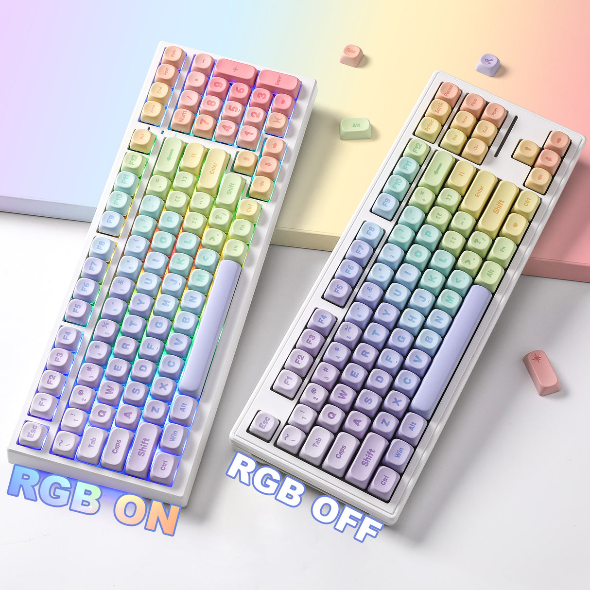 YUNZII Pastel Rainbow MOA Profile Keycap Set
