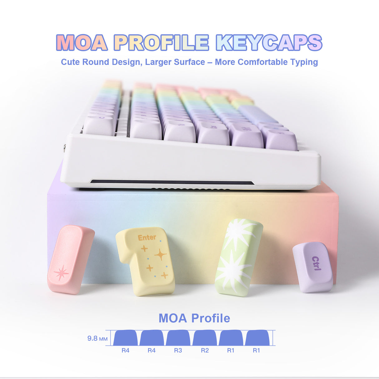 YUNZII Pastel Rainbow MOA Profile Keycap Set