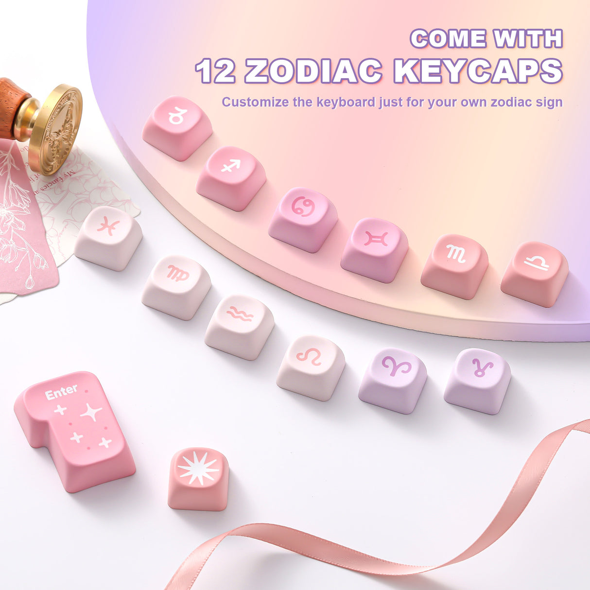 YUNZII Pastel Rainbow MOA Profile Keycap Set