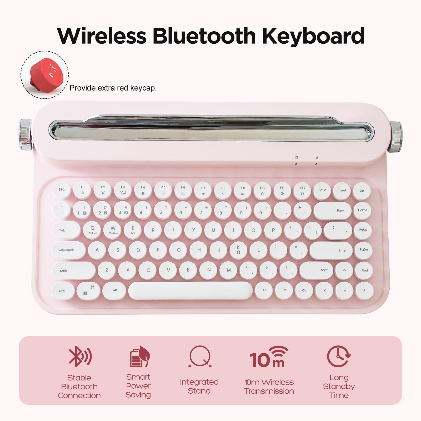 YUNZII ACTTO B305 Wireless Keyboard - Baby Pink keyboard image