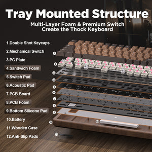 YUNZII WOOD84 Wireless Mechanical Keyboard