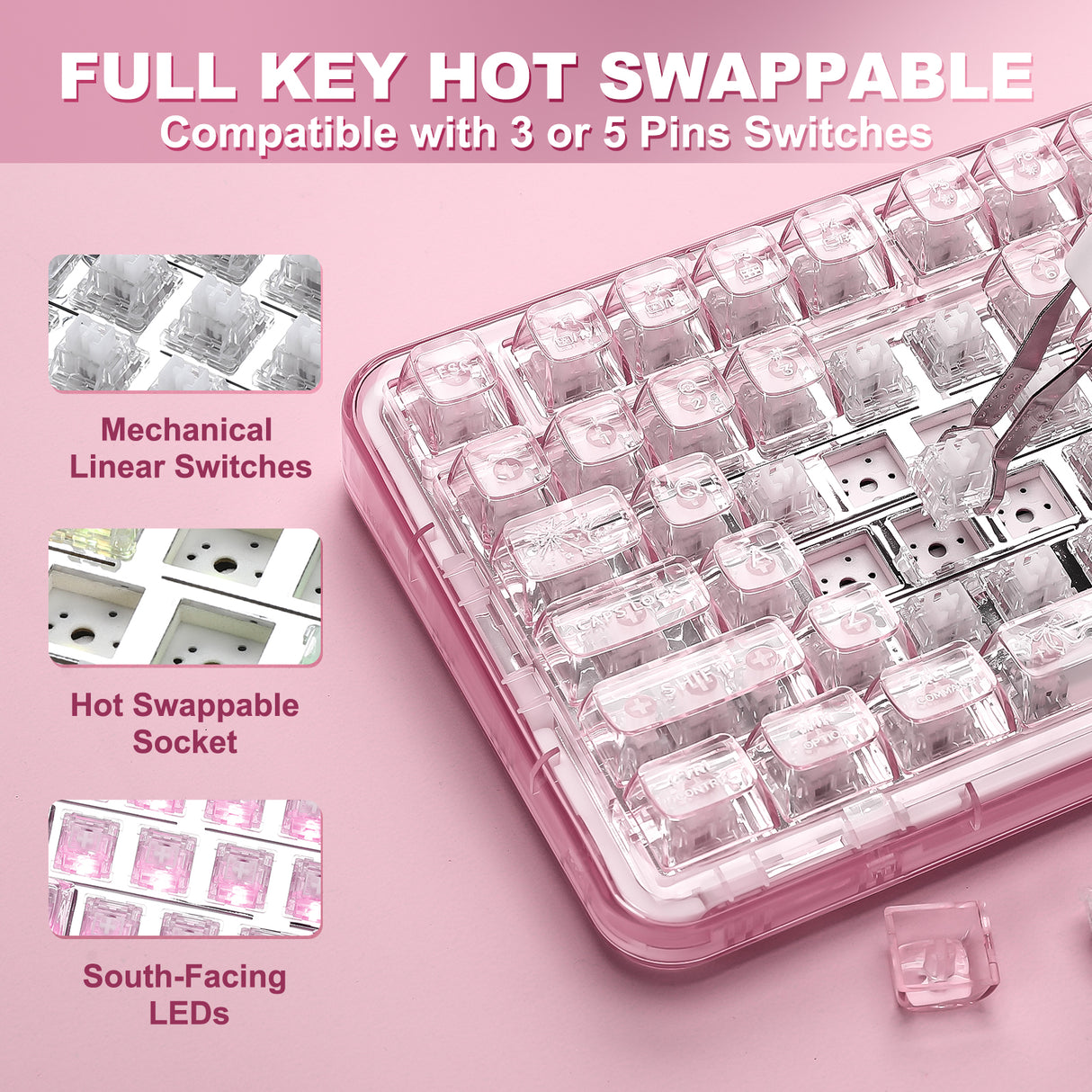 YUNZII X98 Transparent QMK/VIA Mechanical Keyboard