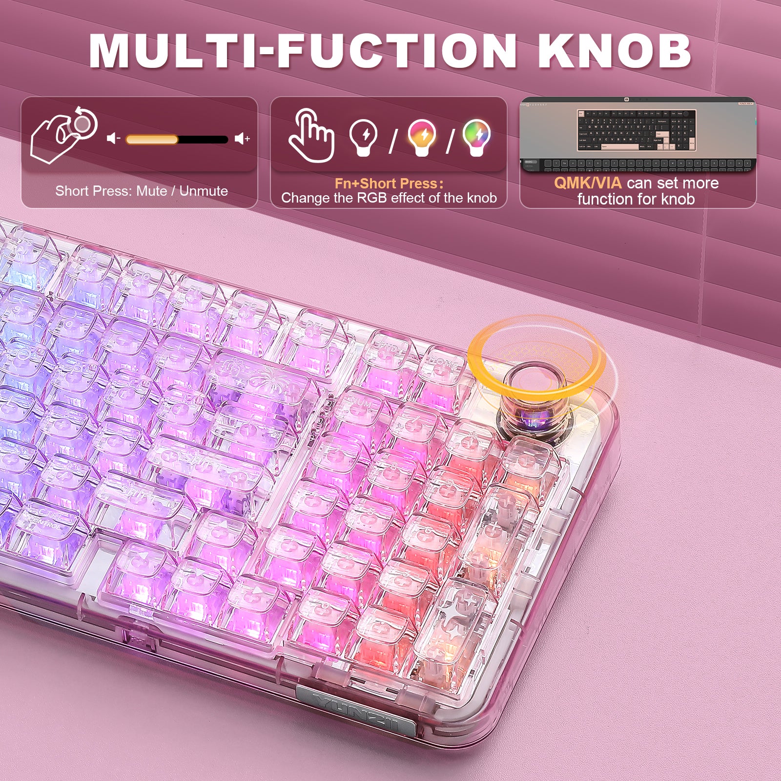 YUNZII X98 Transparent QMK/VIA Mechanical Keyboard – YUNZII KEYBOARD