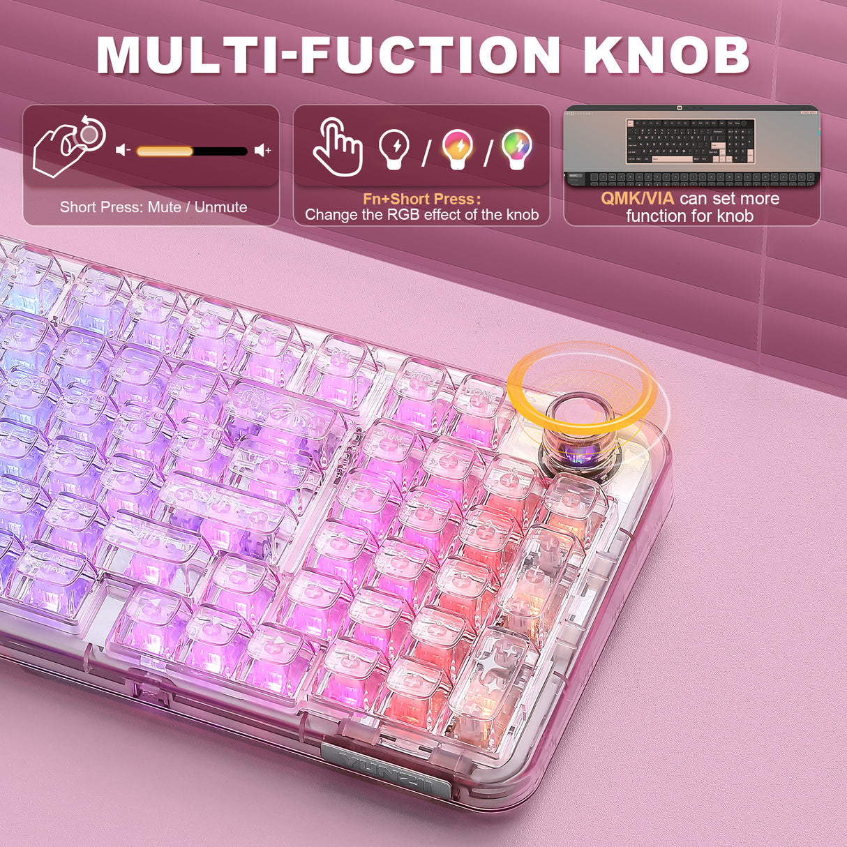 YUNZII X98 Transparent QMK/VIA Mechanical Keyboard