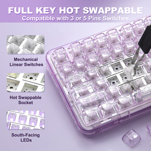 YUNZII X98 Transparent QMK/VIA Mechanical Keyboard