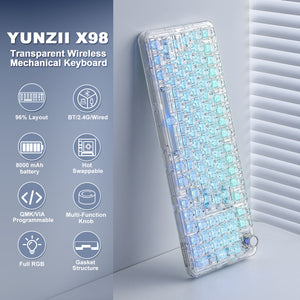 YUNZII X98 Transparent QMK/VIA Mechanical Keyboard