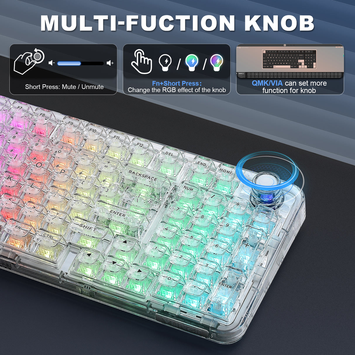 YUNZII X98 Transparent QMK/VIA Mechanical Keyboard