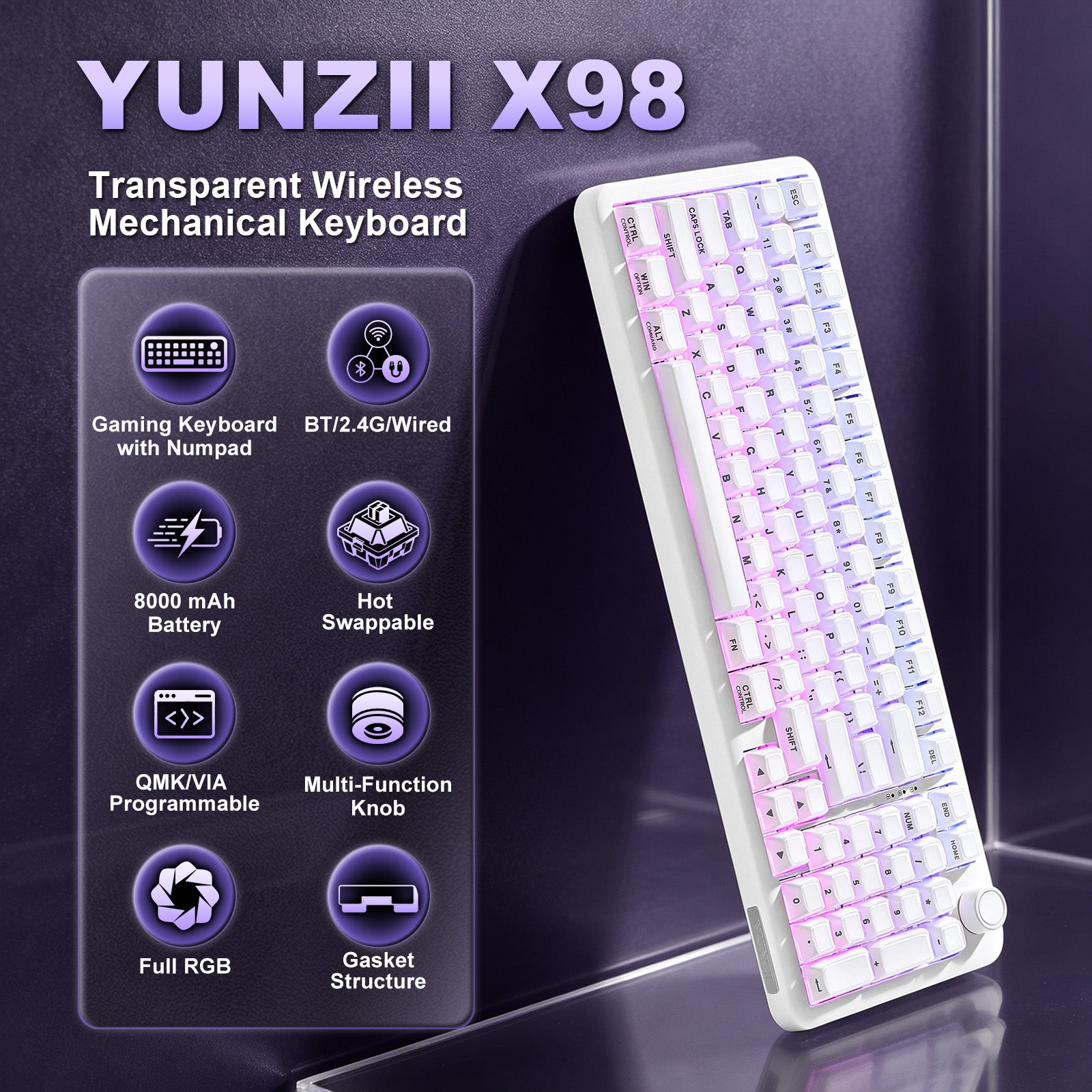 YUNZII X98 Solid QMK/VIA Mechanical Keyboard – YUNZII KEYBOARD