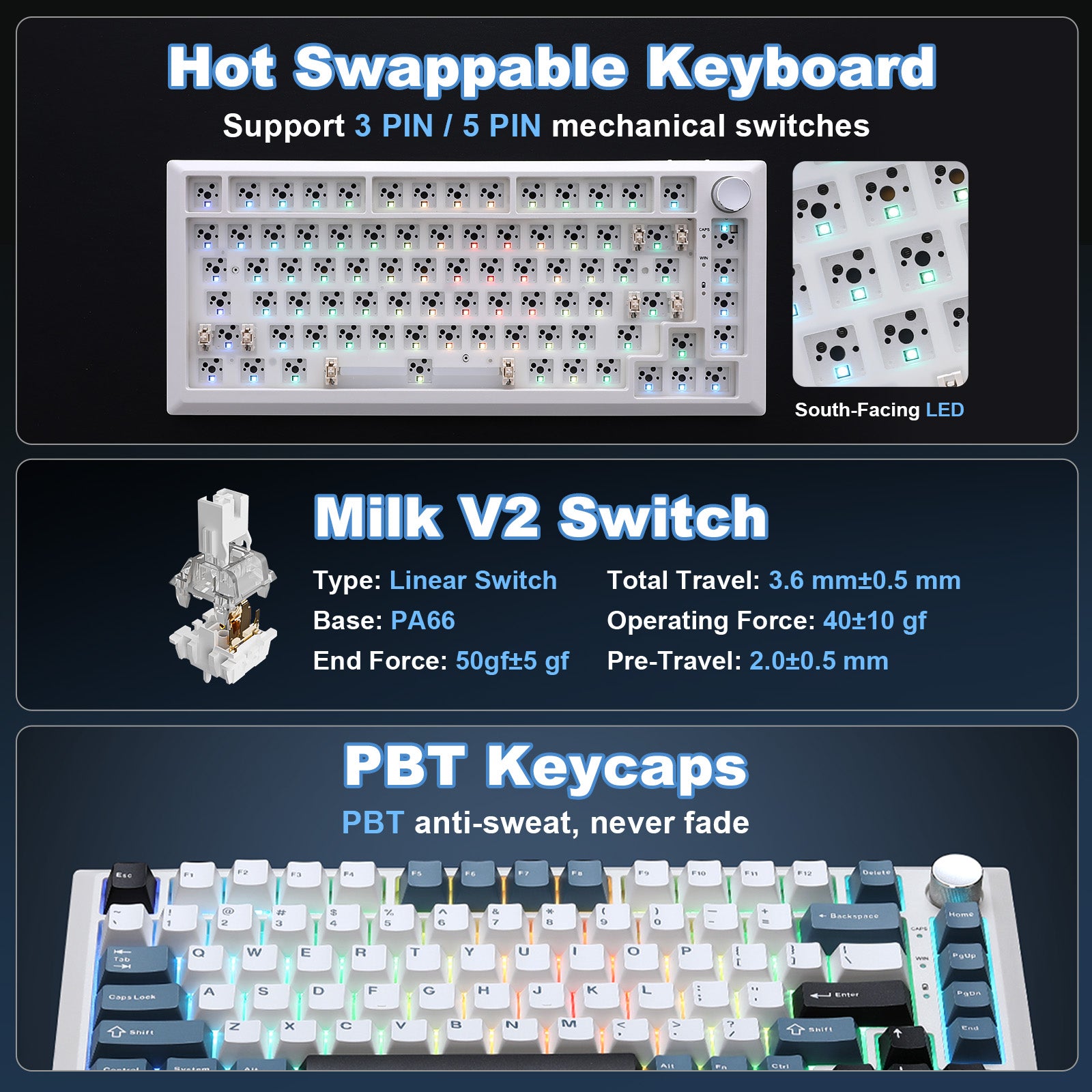 MIKIBY Y75 Wireless Mechanical Keyboard keyboard image